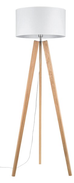BRITOP Stojací lampa LOTTA, 1xE27, v. 160 cm Barva stínidla: Šedá látka, Barva podstavy: Dubové dřevo