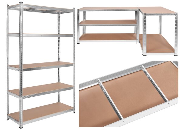 Pozinkovaný skladový regál 205 × 120 × 45 cm – 5 polic, nosnost 1000 kg