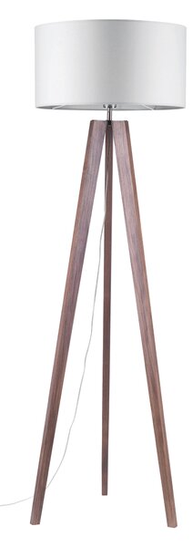 BRITOP Stojací lampa LOTTA, 1xE27, v. 160 cm Barva stínidla: Šedá látka, Barva podstavy: Dubové dřevo