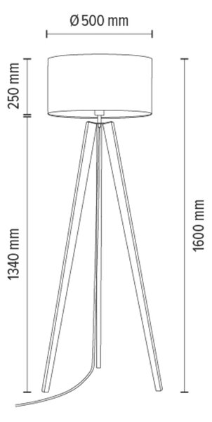 BRITOP Stojací lampa LOTTA, 1xE27, v. 160 cm Barva stínidla: Šedá látka, Barva podstavy: Dubové dřevo