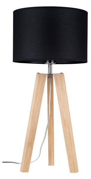 BRITOP Stolní lampa LOTTA, 1xE27, v. 65 cm Barva stínidla: Černá látka, Barva podstavy: Bukové dřevo