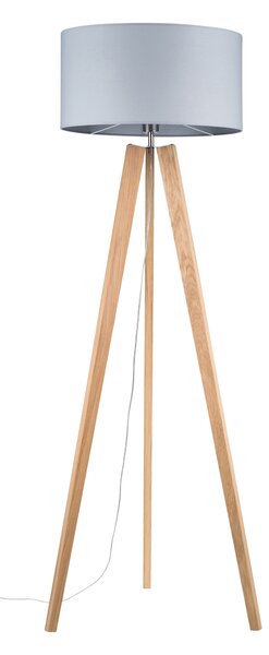 BRITOP Stojací lampa LOTTA, 1xE27, v. 160 cm Barva stínidla: Šedá látka, Barva podstavy: Dubové dřevo