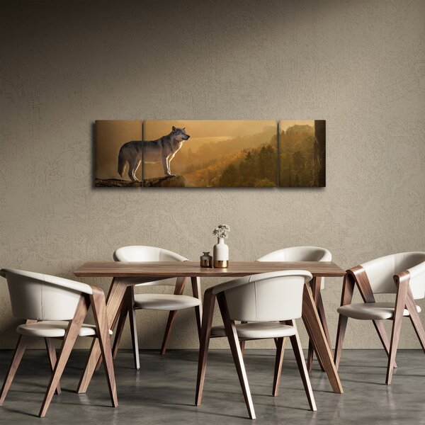 Obraz vlka na skále (170x50 cm)