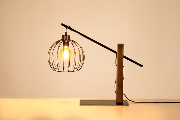 BRITOP Stolní lampa MANDARINE, 1xE27, v. 67 cm Barva podstavy: Bukové dřevo