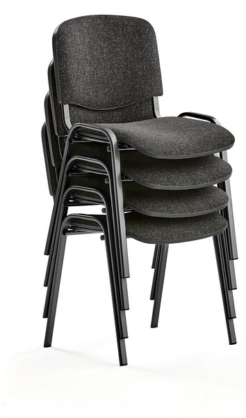 AJ Produkty Konferenční židle NELSON, bal. 4 ks, šedý potah, černá