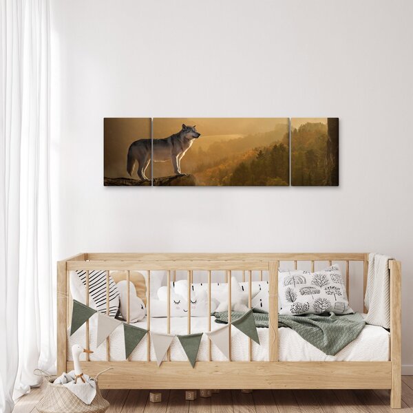 Obraz vlka na skále (170x50 cm)