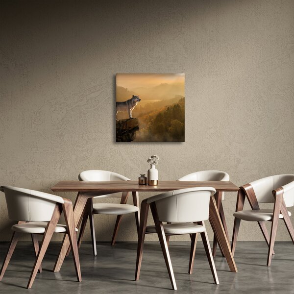 Obraz vlka na skále (30x30 cm)