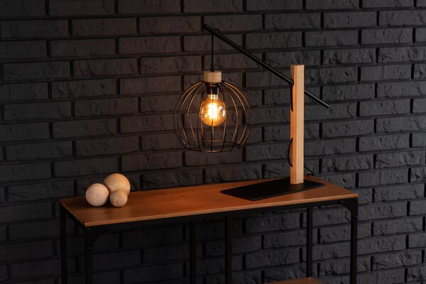 BRITOP Stolní lampa MANDARINE, 1xE27, v. 67 cm Barva podstavy: Bukové dřevo