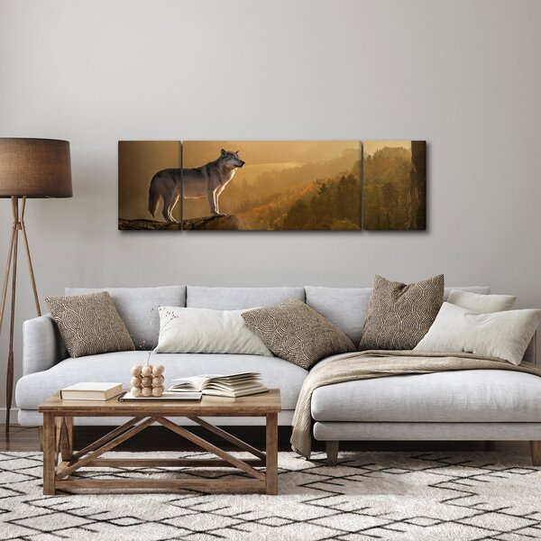Obraz vlka na skále (170x50 cm)