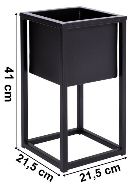 Loftový stojan na květiny CONCOVE 40 cm – černý