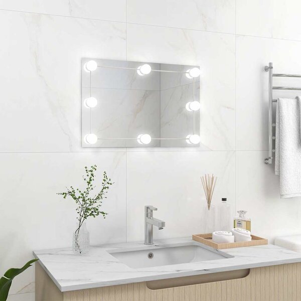 Nástěnné zrcadlo s LED osvětlením obdélníkové sklo 3078637