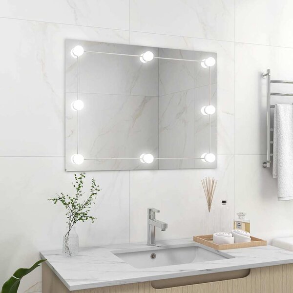 Nástěnné zrcadlo bez rámu s LED osvětlením obdélníkové sklo 3078644