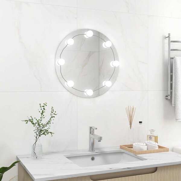 Nástěnné zrcadlo s LED osvětlením kulaté sklo 3078640