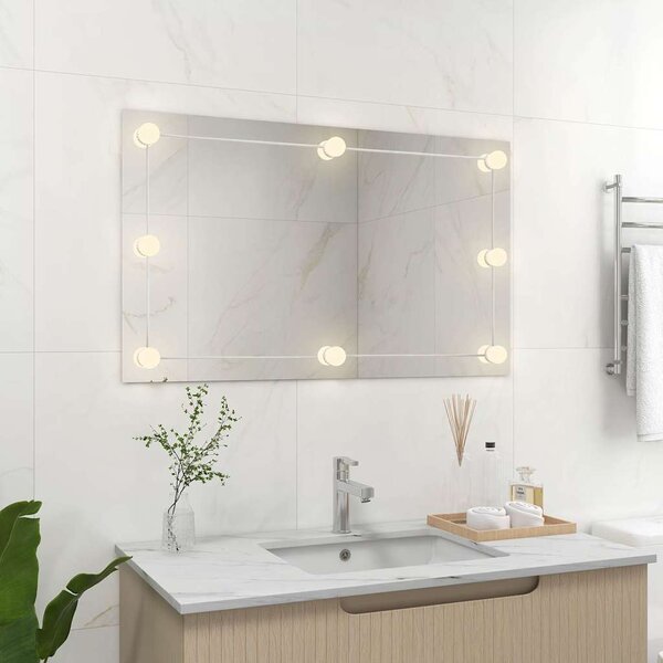 Nástěnné zrcadlo bez rámu s LED osvětlením obdélníkové sklo 3078645