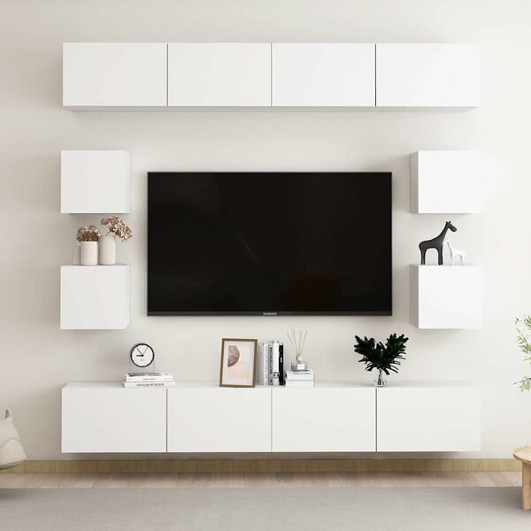 8dílný set TV skříněk bílý dřevotříska 3078649