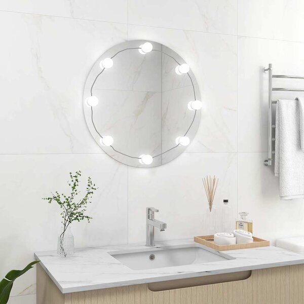 Nástěnné zrcadlo s LED osvětlením kulaté sklo 3078641