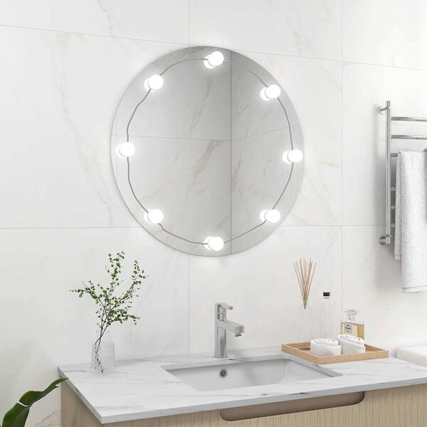 Nástěnné zrcadlo s LED osvětlením kulaté sklo 3078642