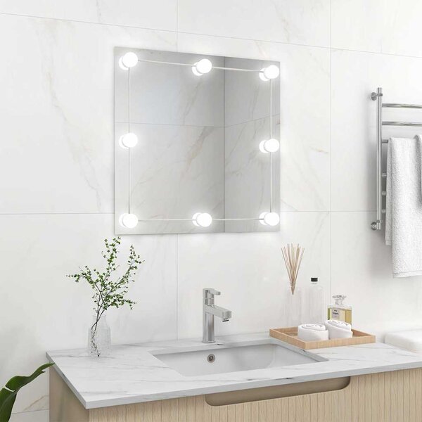 Nástěnné zrcadlo s LED osvětlením čtvercové sklo 3078638