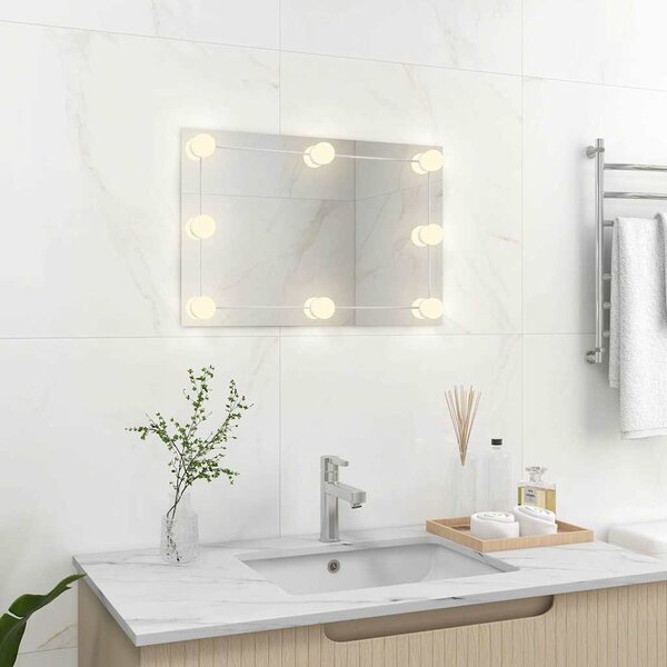 Nástěnné zrcadlo s LED osvětlením obdélníkové sklo 3078637