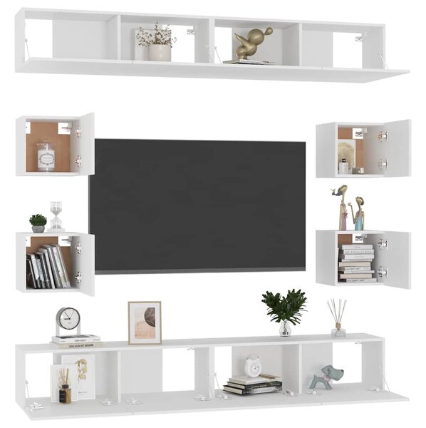 8dílný set TV skříněk bílý dřevotříska 3078649