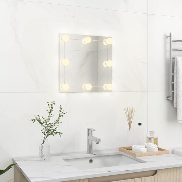Nástěnné zrcadlo s LED osvětlením čtvercové sklo 3078635