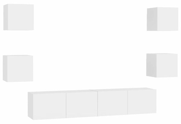 6dílný set TV skříněk bílý kompozitní dřevo 3078662