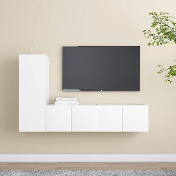 3dílný set TV skříněk bílý kompozitní dřevo 3078673