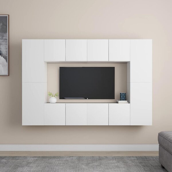 8dílný set TV skříněk bílý kompozitní dřevo 3078668