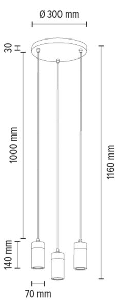 BRITOP Závěsné svítidlo ANNICK, Ø 30 cm, 3xGU10