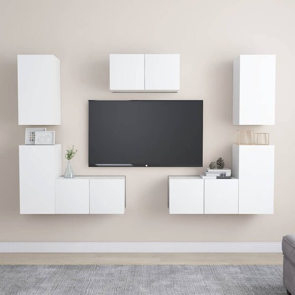 7dílný set TV skříněk bílý kompozitní dřevo 3078672