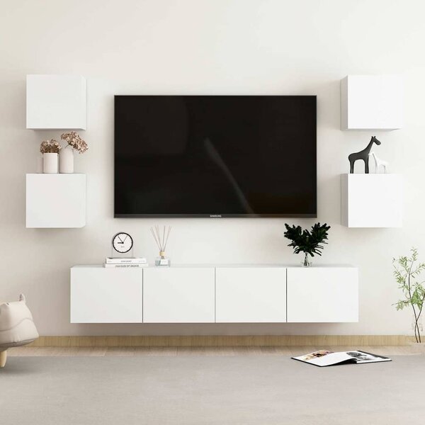 6dílný set TV skříněk bílý kompozitní dřevo 3078662