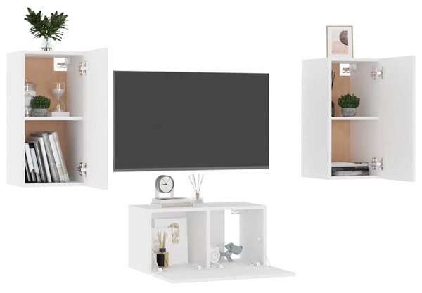 3dílný set TV skříněk bílý kompozitní dřevo 3078657
