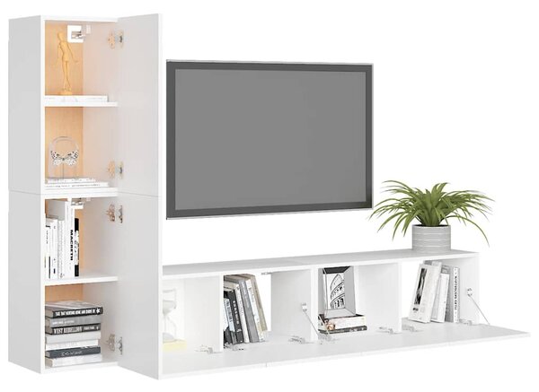 4dílný set TV skříněk bílý kompozitní dřevo 3078674