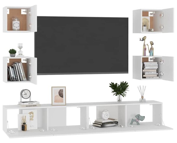 6dílný set TV skříněk bílý kompozitní dřevo 3078663