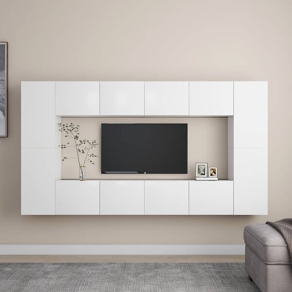 8dílný set TV skříněk bílý kompozitní dřevo 3078669