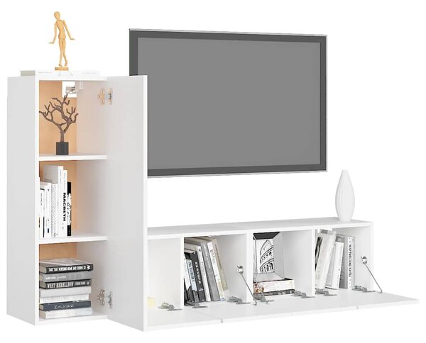 3dílný set TV skříněk bílý kompozitní dřevo 3078673
