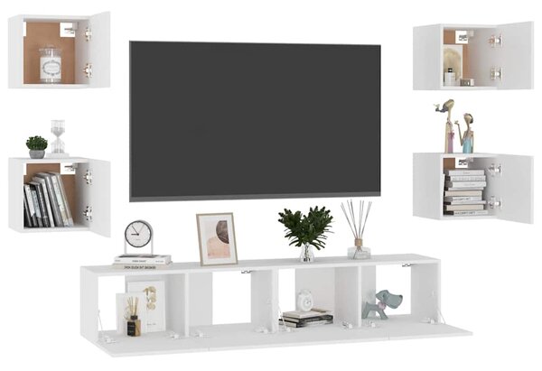 6dílný set TV skříněk bílý kompozitní dřevo 3078662