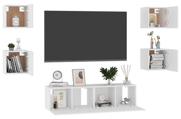 6dílný set TV skříněk bílý kompozitní dřevo 3078660