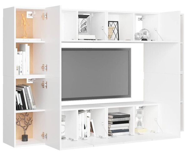 8dílný set TV skříněk bílý kompozitní dřevo 3078668