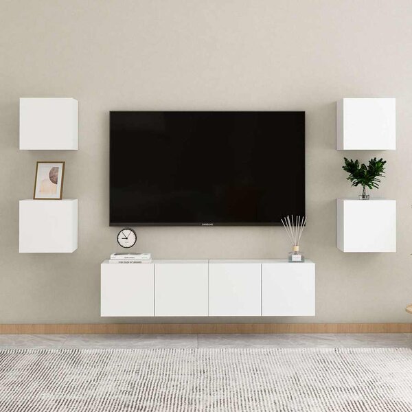 6dílný set TV skříněk bílý kompozitní dřevo 3078660