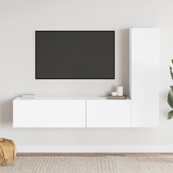 3dílný set TV skříněk bílý kompozitní dřevo 3078656