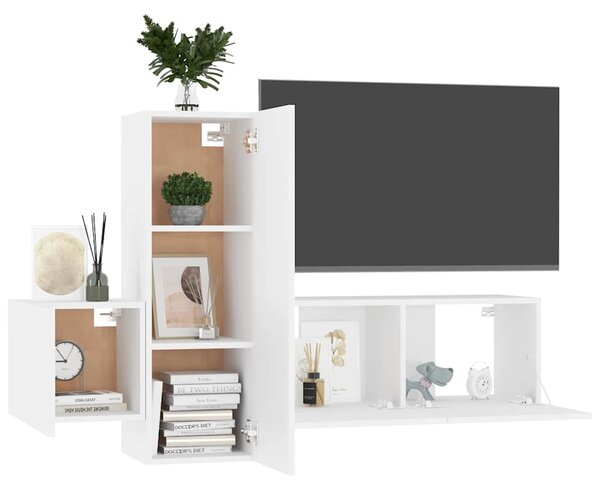 3dílný set TV skříněk bílý kompozitní dřevo 3078654