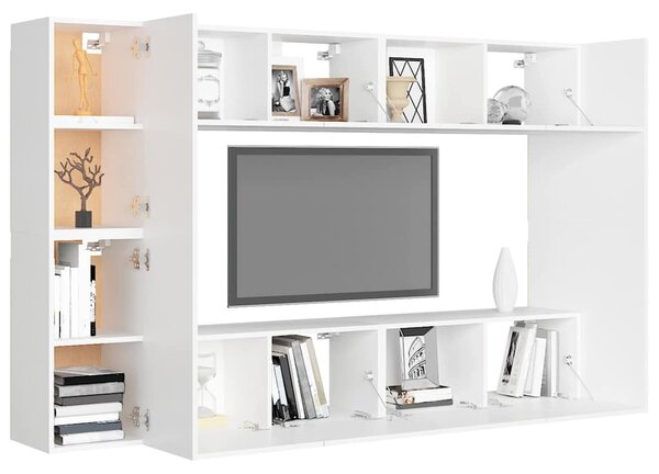 8dílný set TV skříněk bílý kompozitní dřevo 3078669