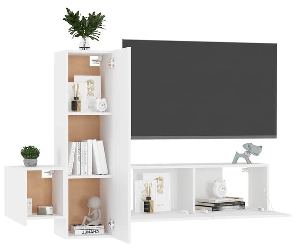 3dílný set TV skříněk bílý kompozitní dřevo 3078656