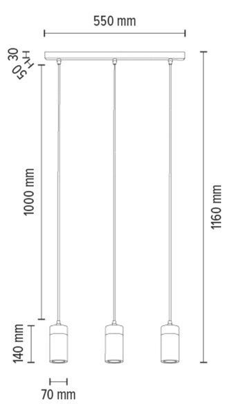BRITOP Závěsné svítidlo ANNICK, š. 55 cm, 3xGU10