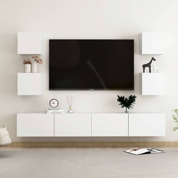 6dílný set TV skříněk bílý kompozitní dřevo 3078663