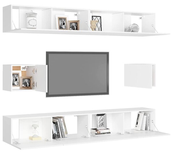 6dílný set TV skříněk bílý kompozitní dřevo 3078684