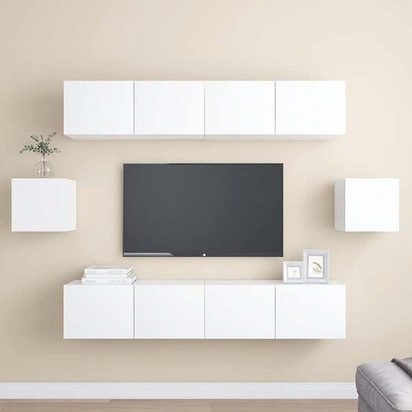 6dílný set TV skříněk bílý kompozitní dřevo 3078683