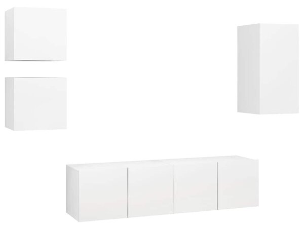 5dílný set TV skříněk bílý kompozitní dřevo 3078695