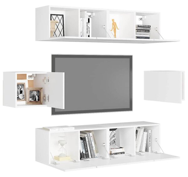 6dílný set TV skříněk bílý kompozitní dřevo 3078682